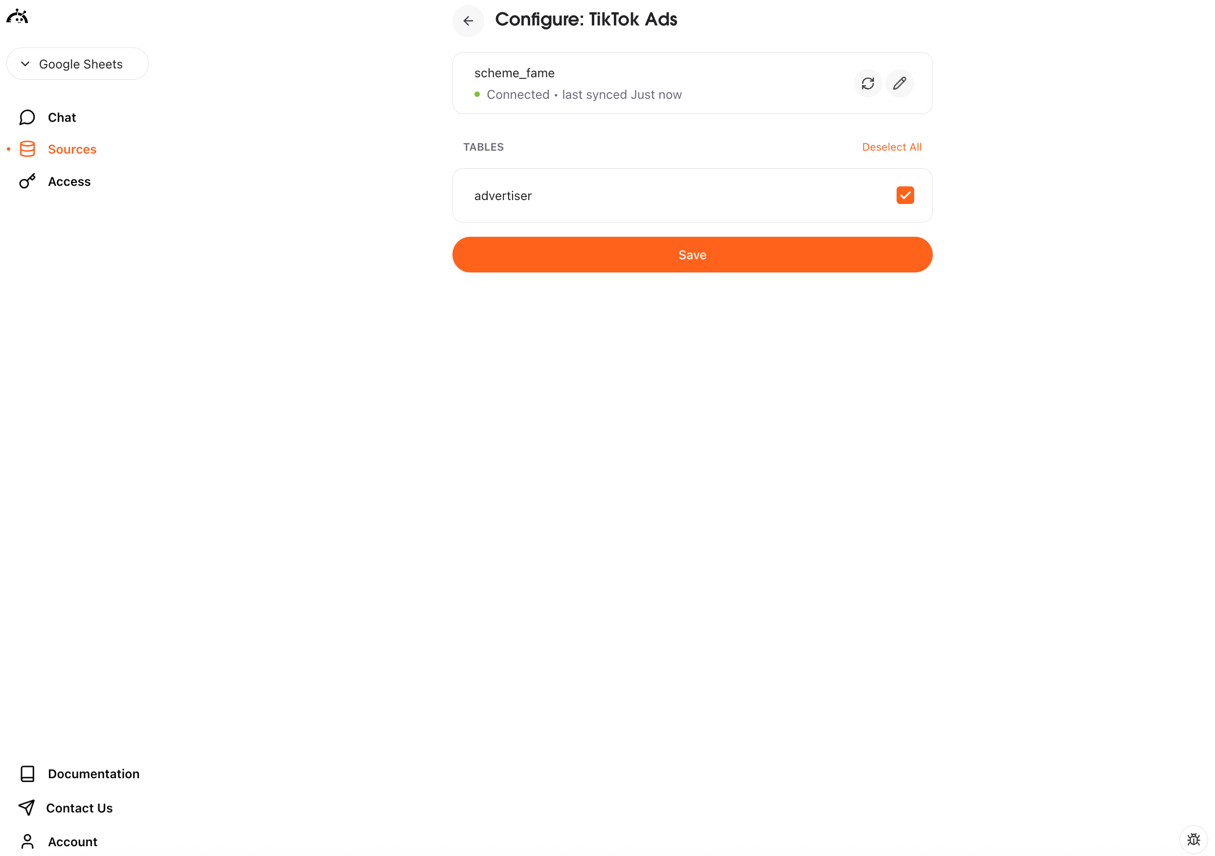 Select TikTok Ads tables in AstroBee