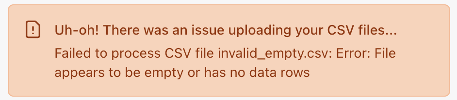 CSV parsing error for empty file