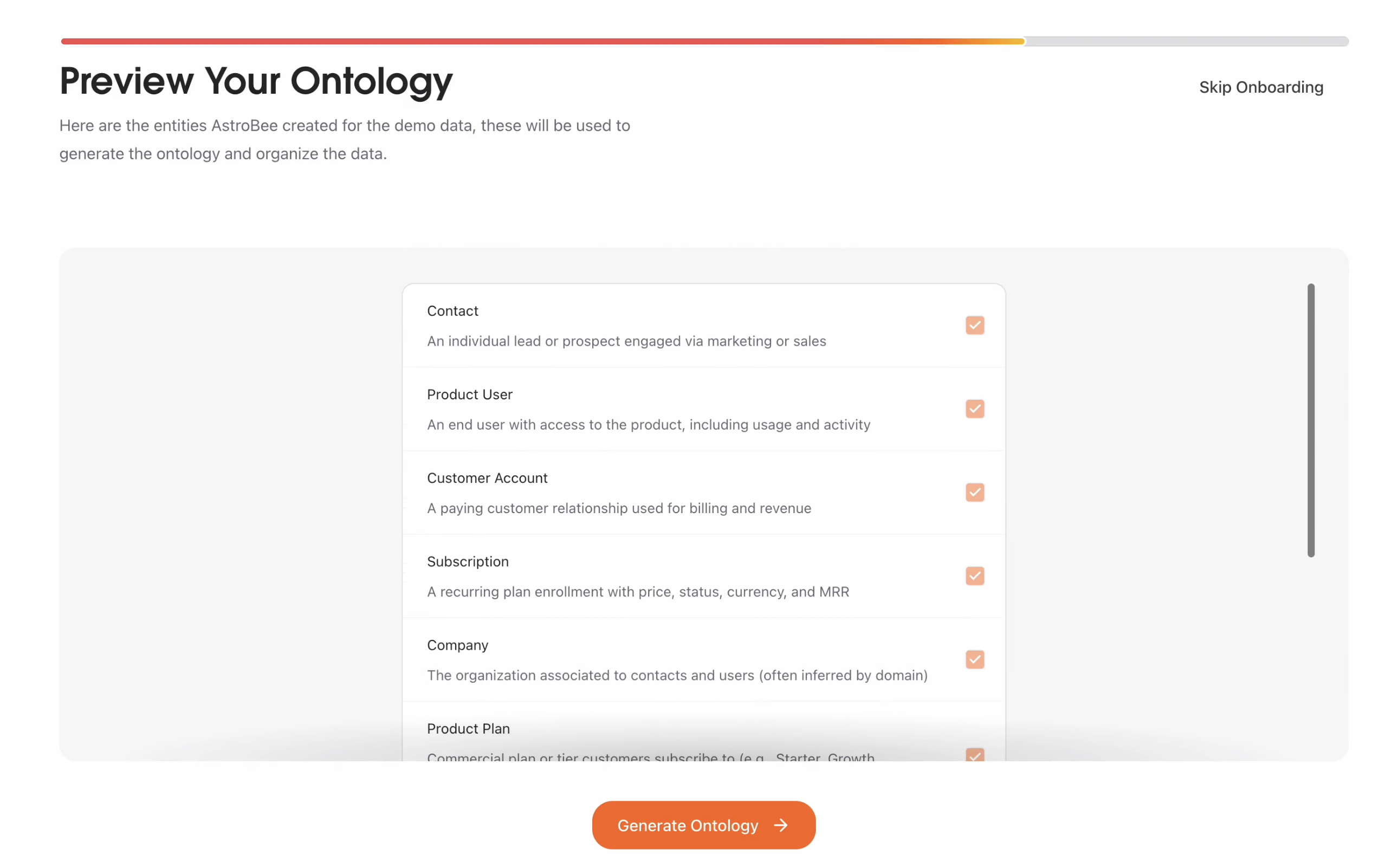 Ontology preview screen