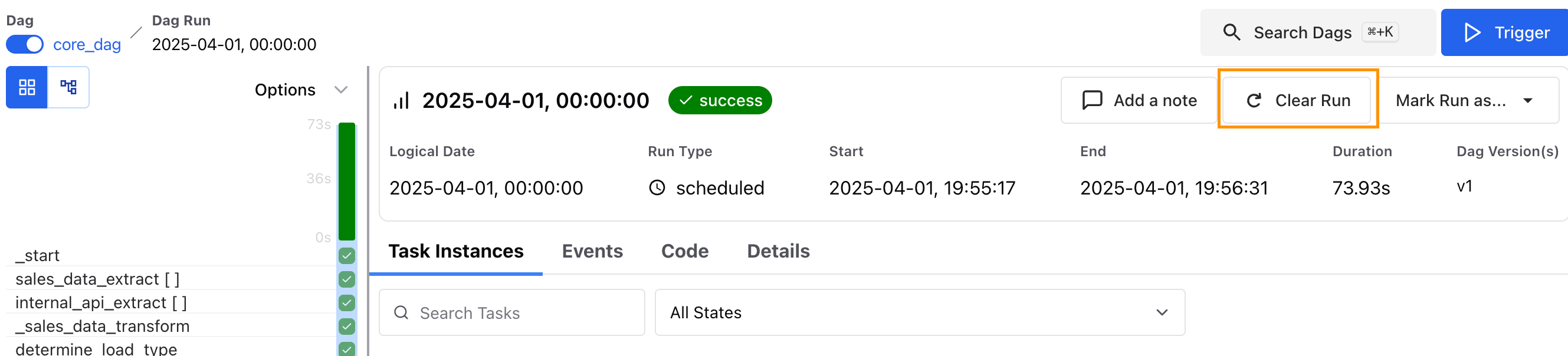 Clear DAG Status