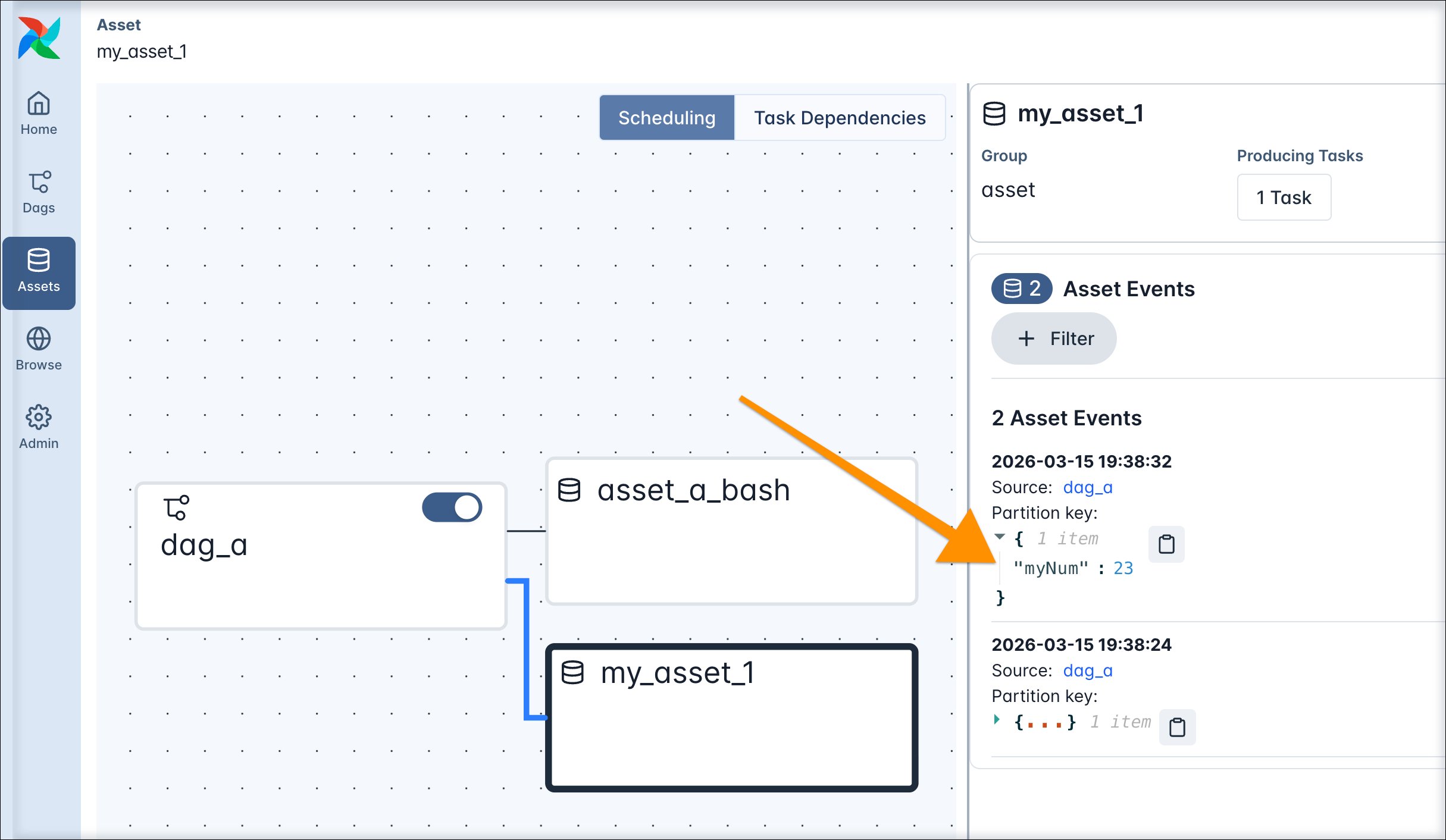 Screenshot of the asset extra information.