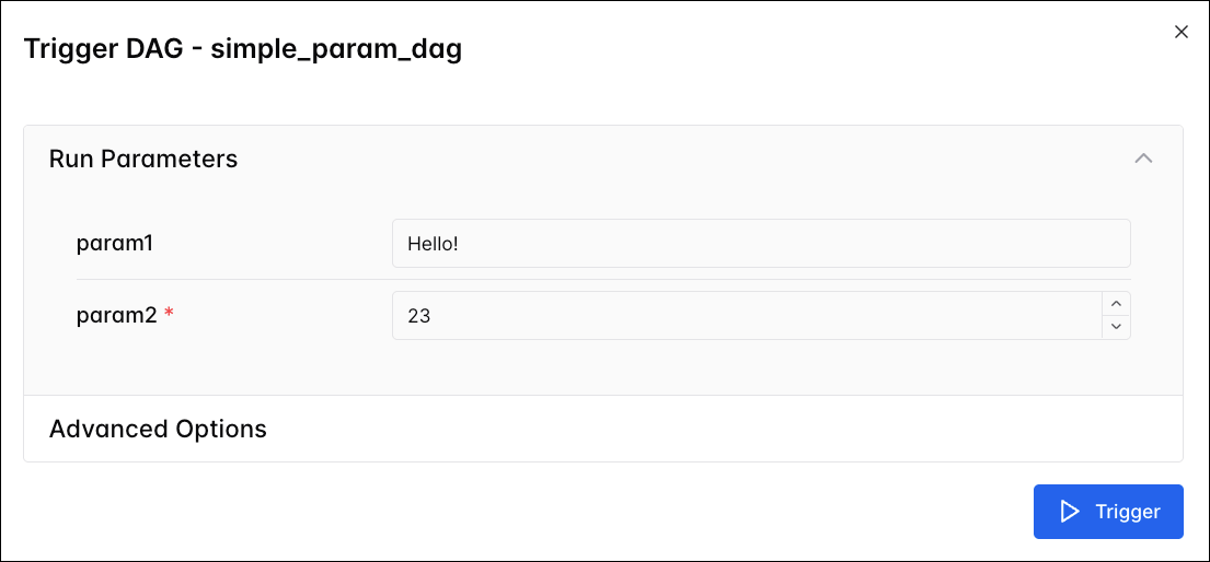 Trigger DAG with simple defaults