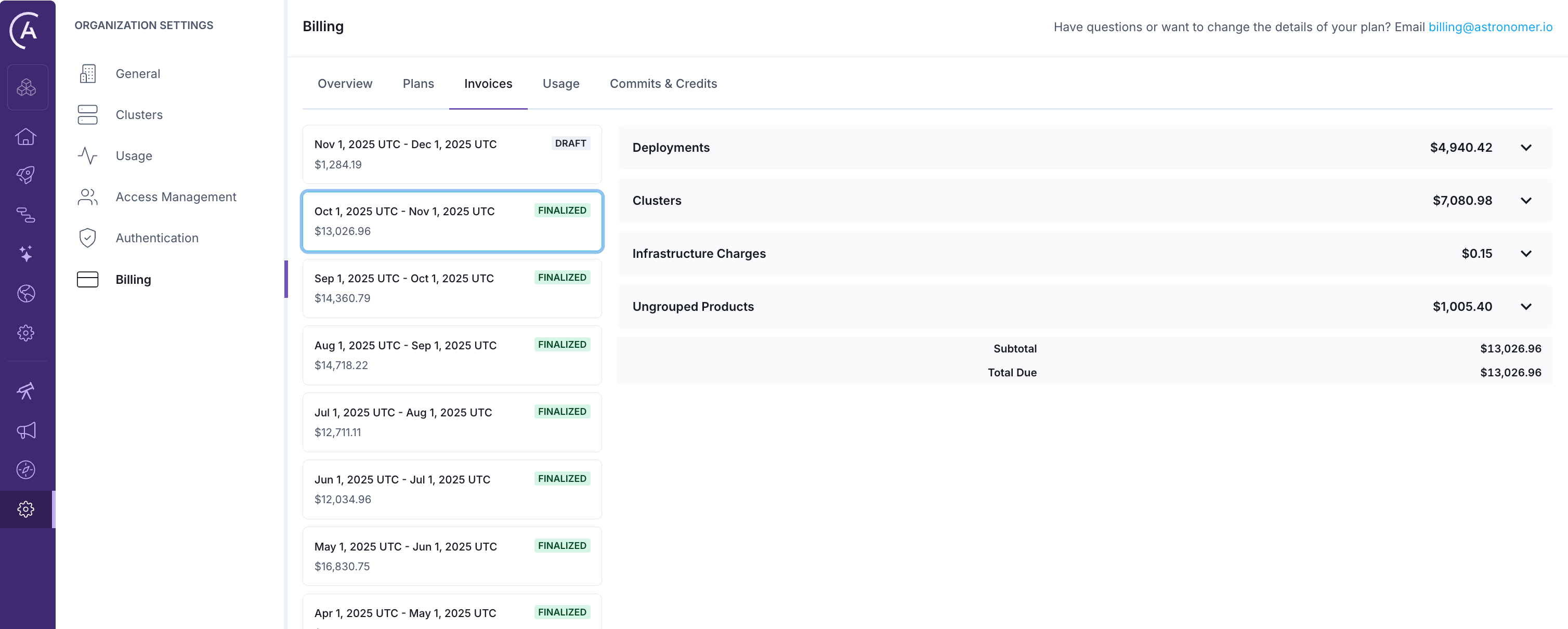Example of new invoice page