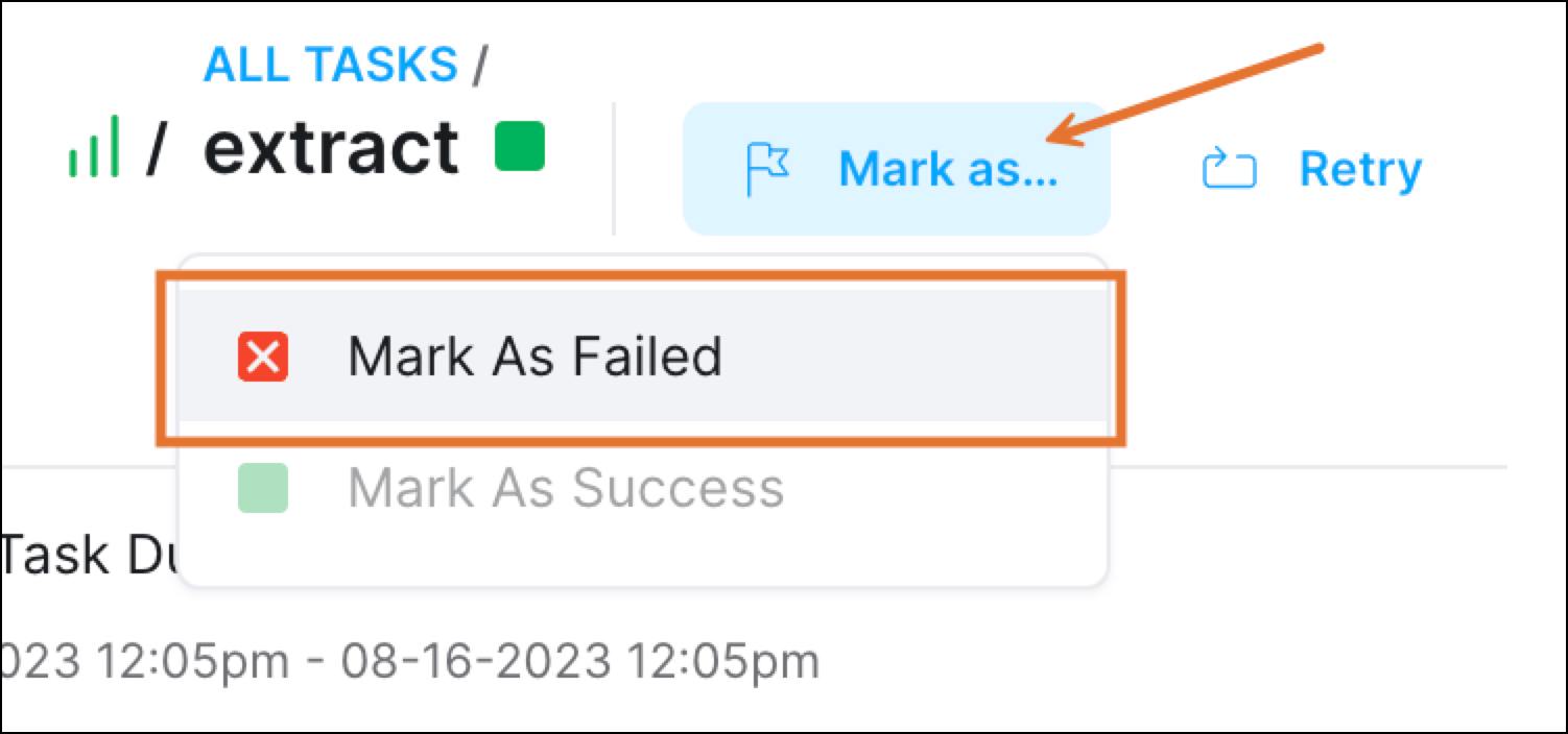 Manually marking a successful Dag run as Failed.