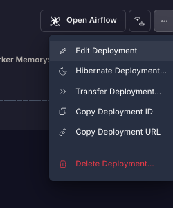 More actions menu with Edit Deployment highlighted