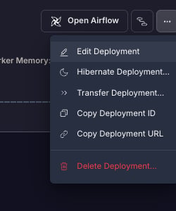 More actions menu with Edit Deployment highlighted