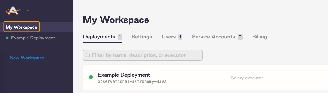 Open Workspace in the Software UI