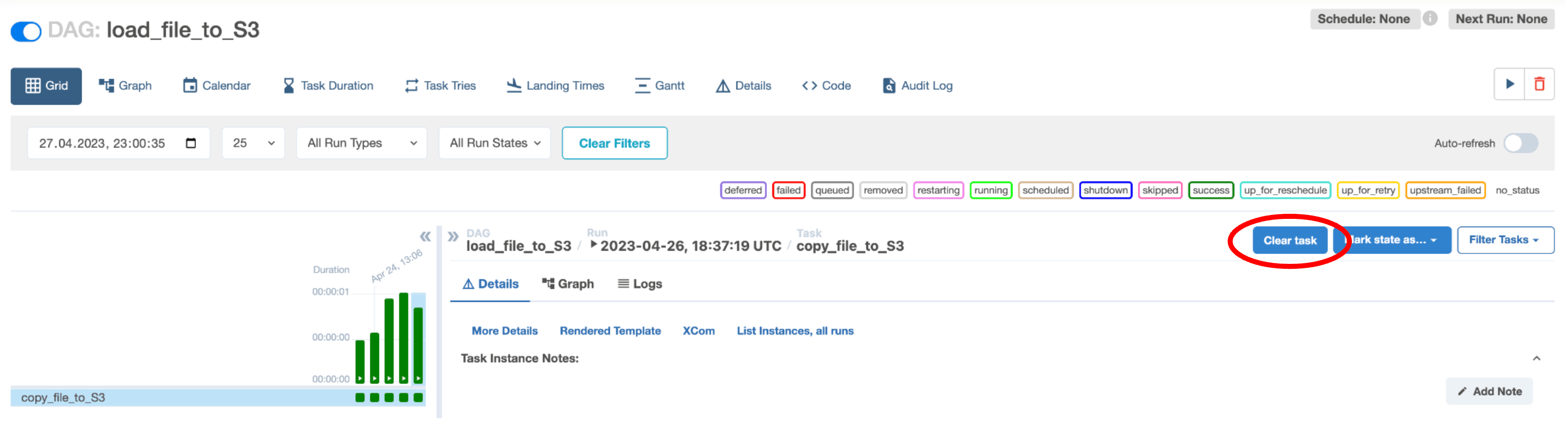 Clear Task Status