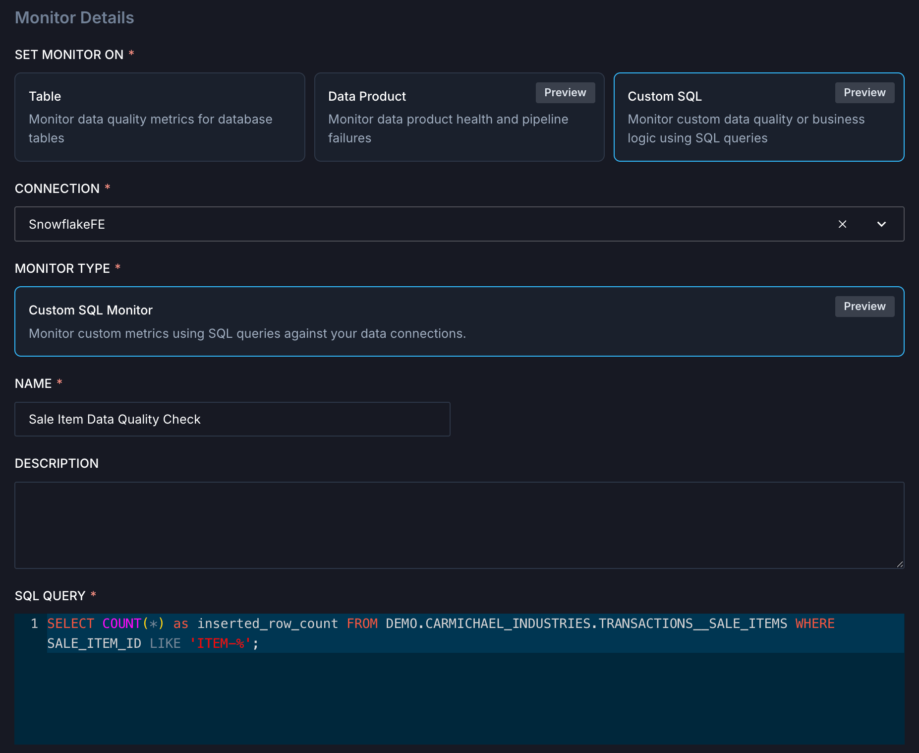 Custom SQL monitor with event-driven execution