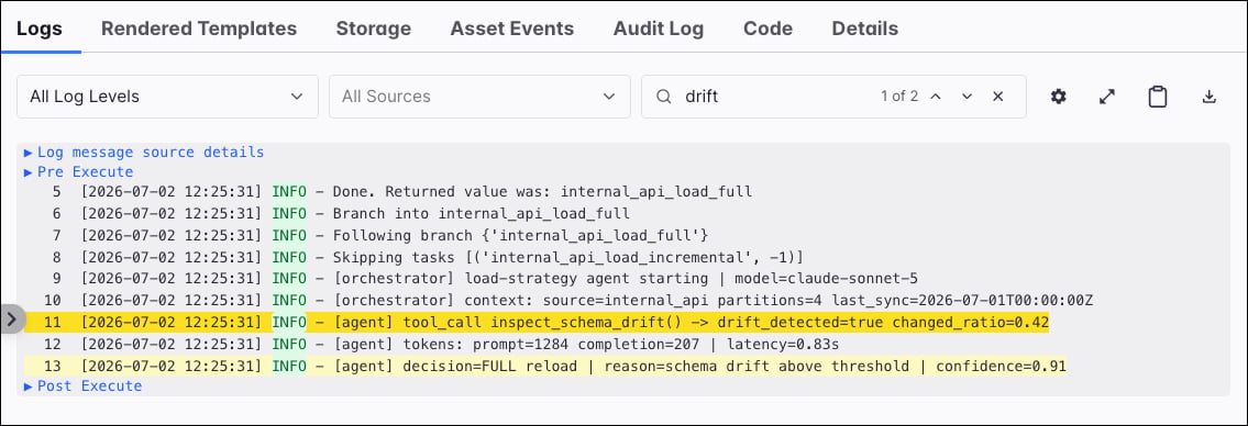 Screenshot of the Logs tab for an individual task instance.