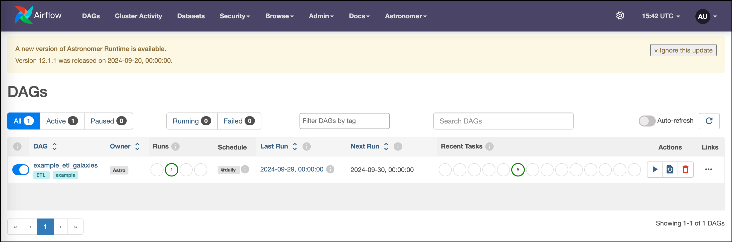 Airflow UI DAGs view