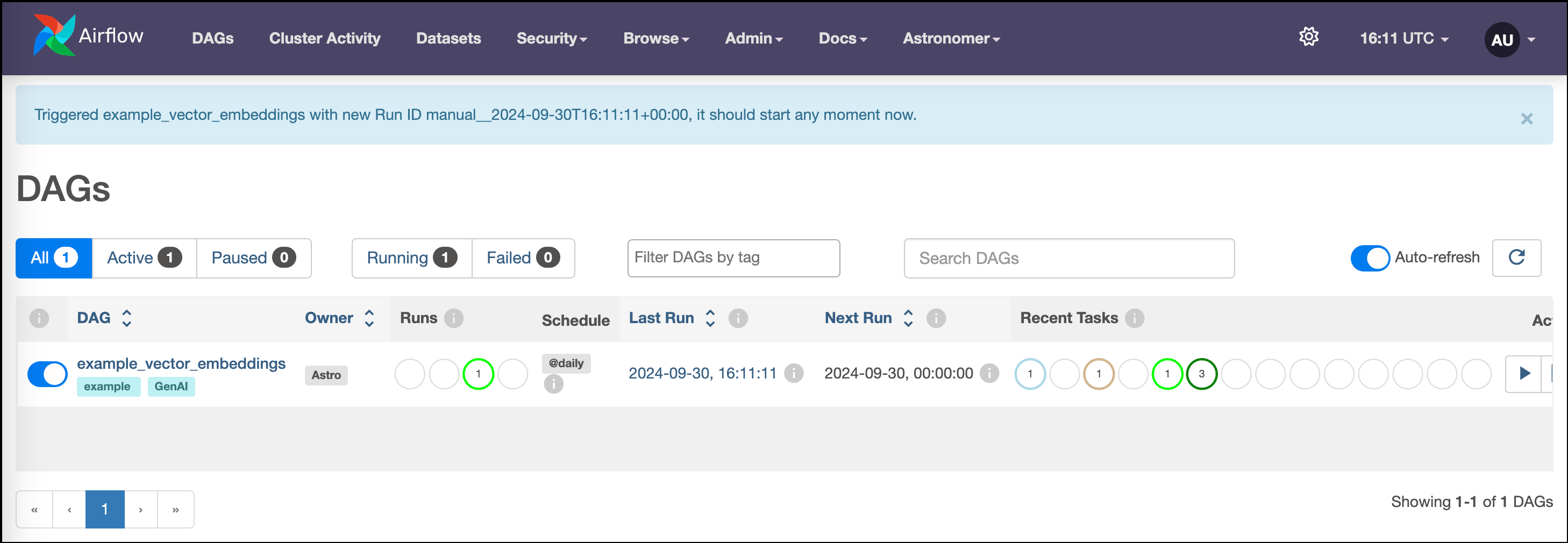 Airflow UI DAGs view