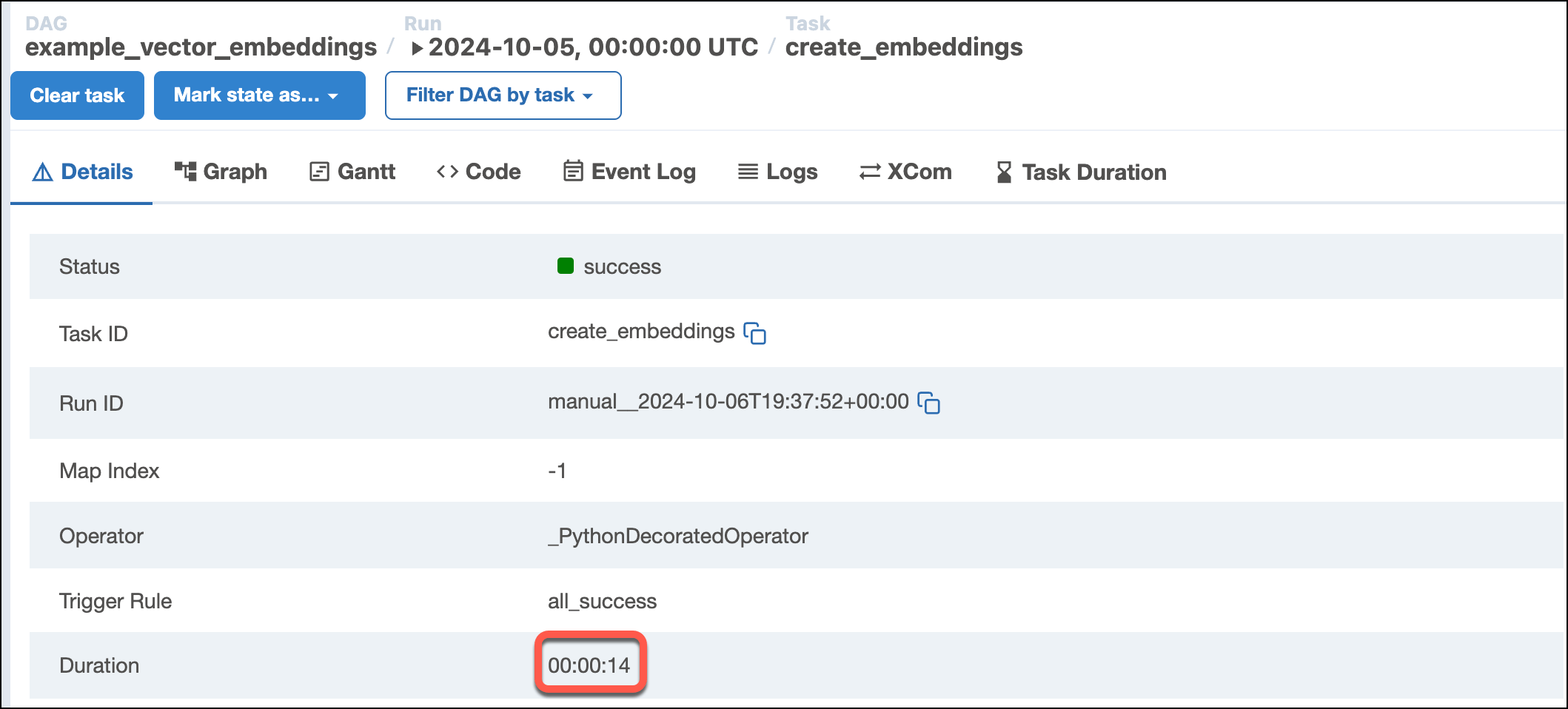 Less performant LM task Details view