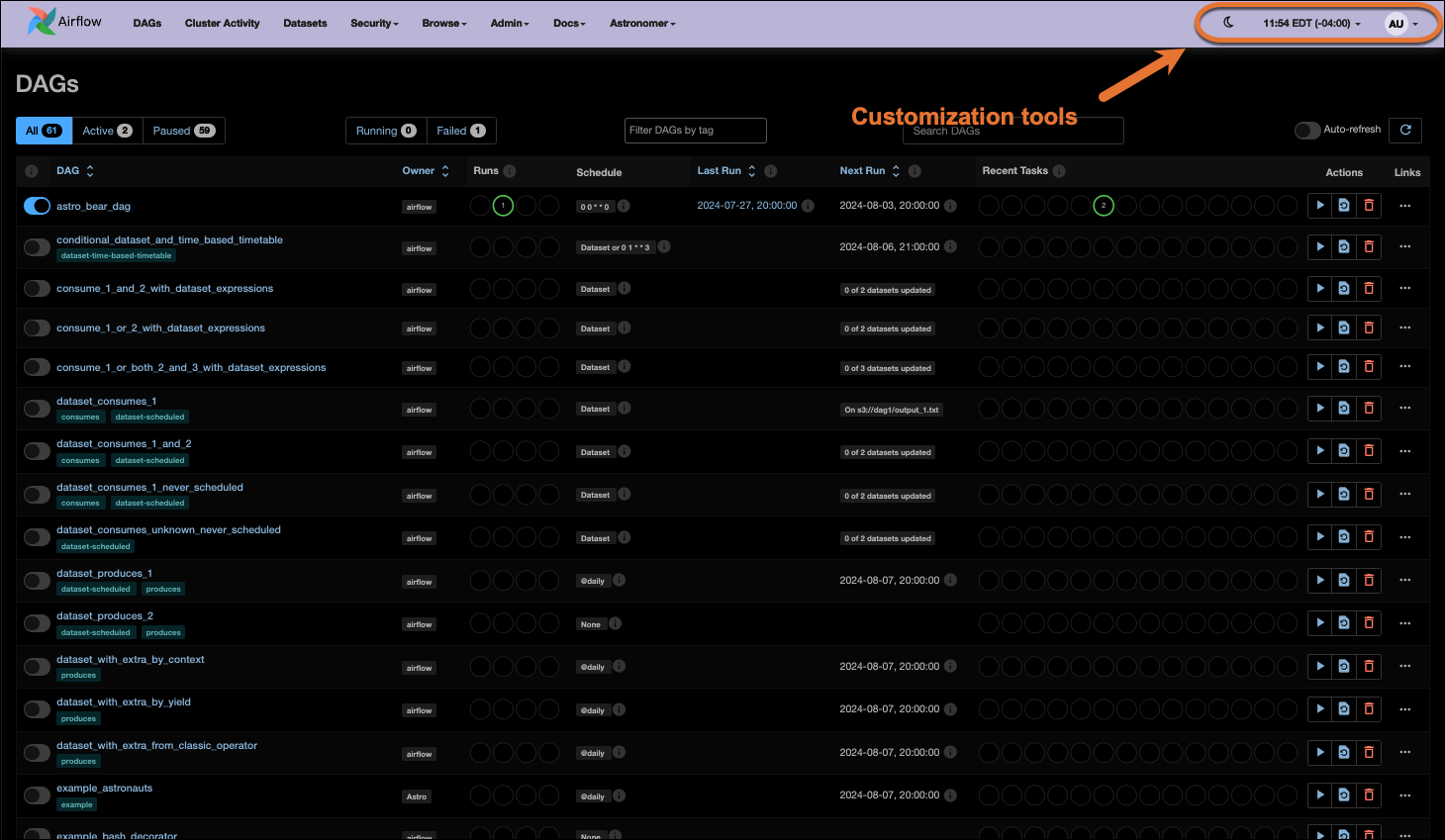 Screenshot of theme toggle button.