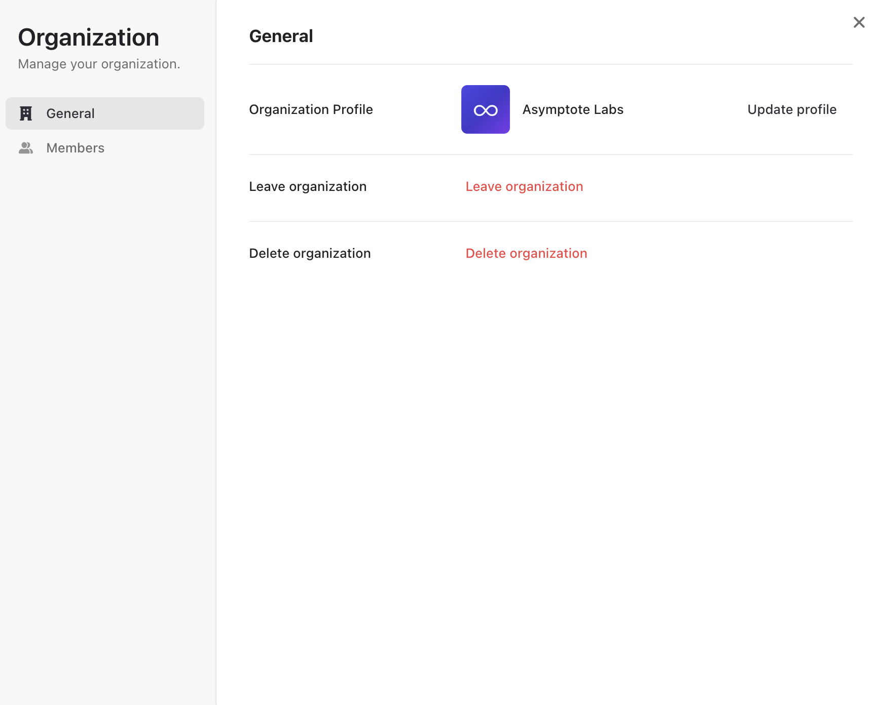 Organization settings