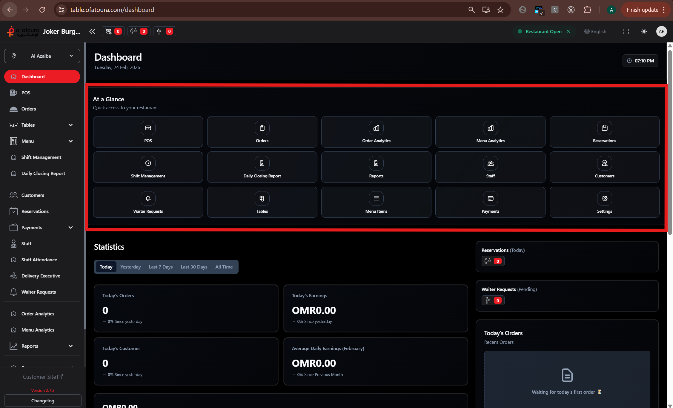 Dashboard at a glance