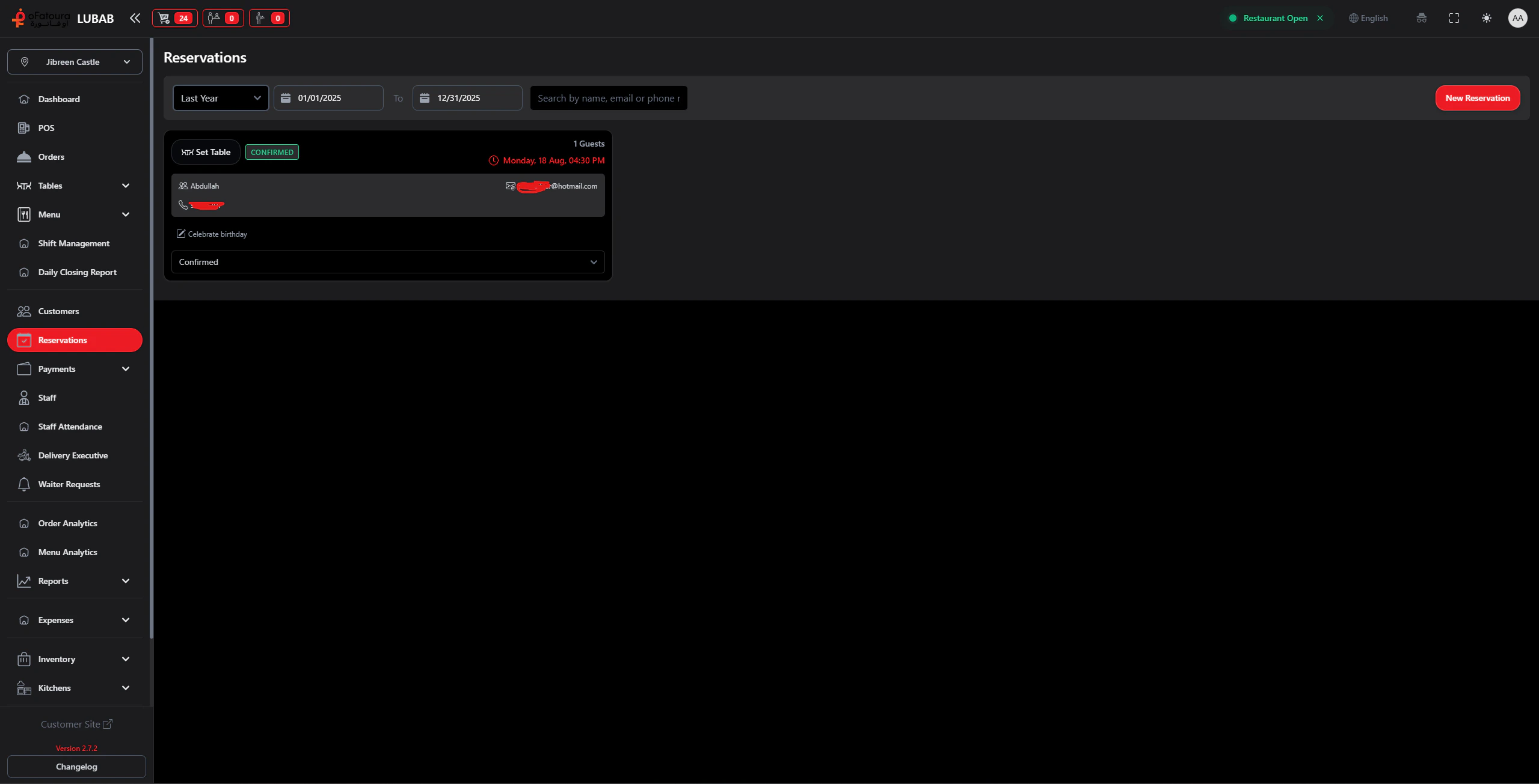 Reservation Calendar