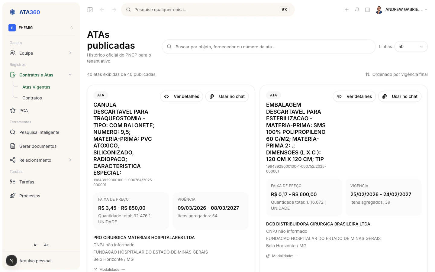 Módulo ATAs no ATA360