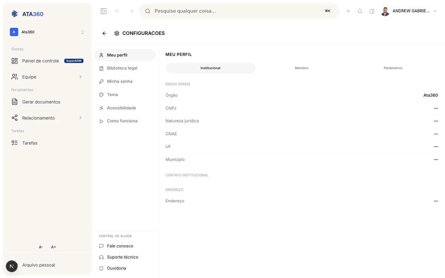 Configurações do ATA360