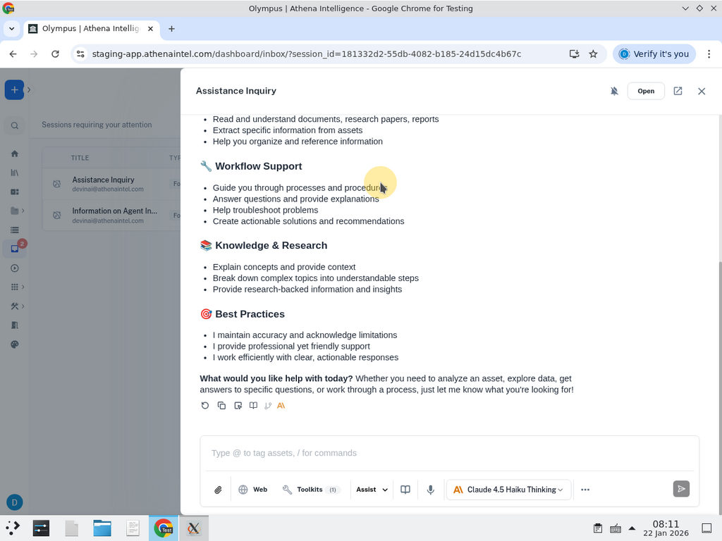 Session details preview showing conversation history
