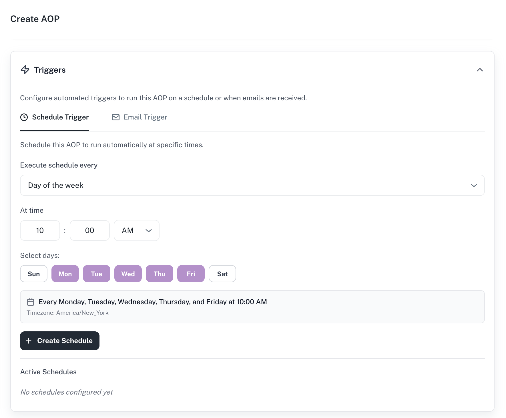 AOP Schedule Trigger