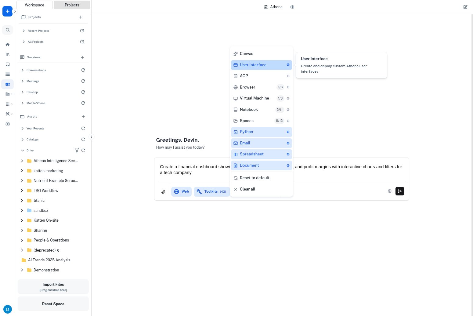 Athena Interface User Interfaces - AthenaIntel