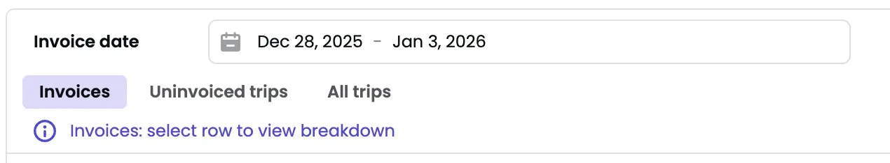 Invoice date filter for the Invoices tab