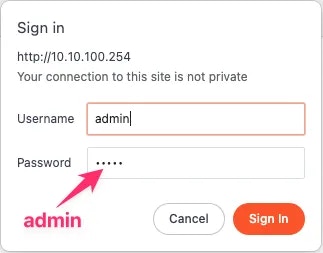 Printer configuration login prompt requesting admin username and password for access