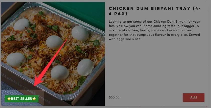 Product card displaying promotional labels like Recommended and New with custom colors on product image