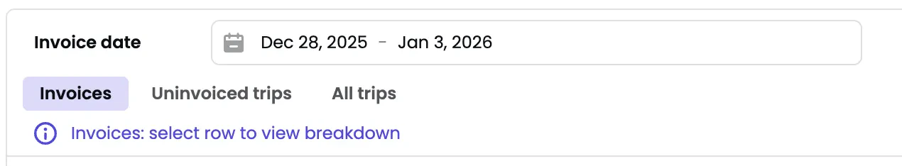 Invoice date filter for the Invoices tab