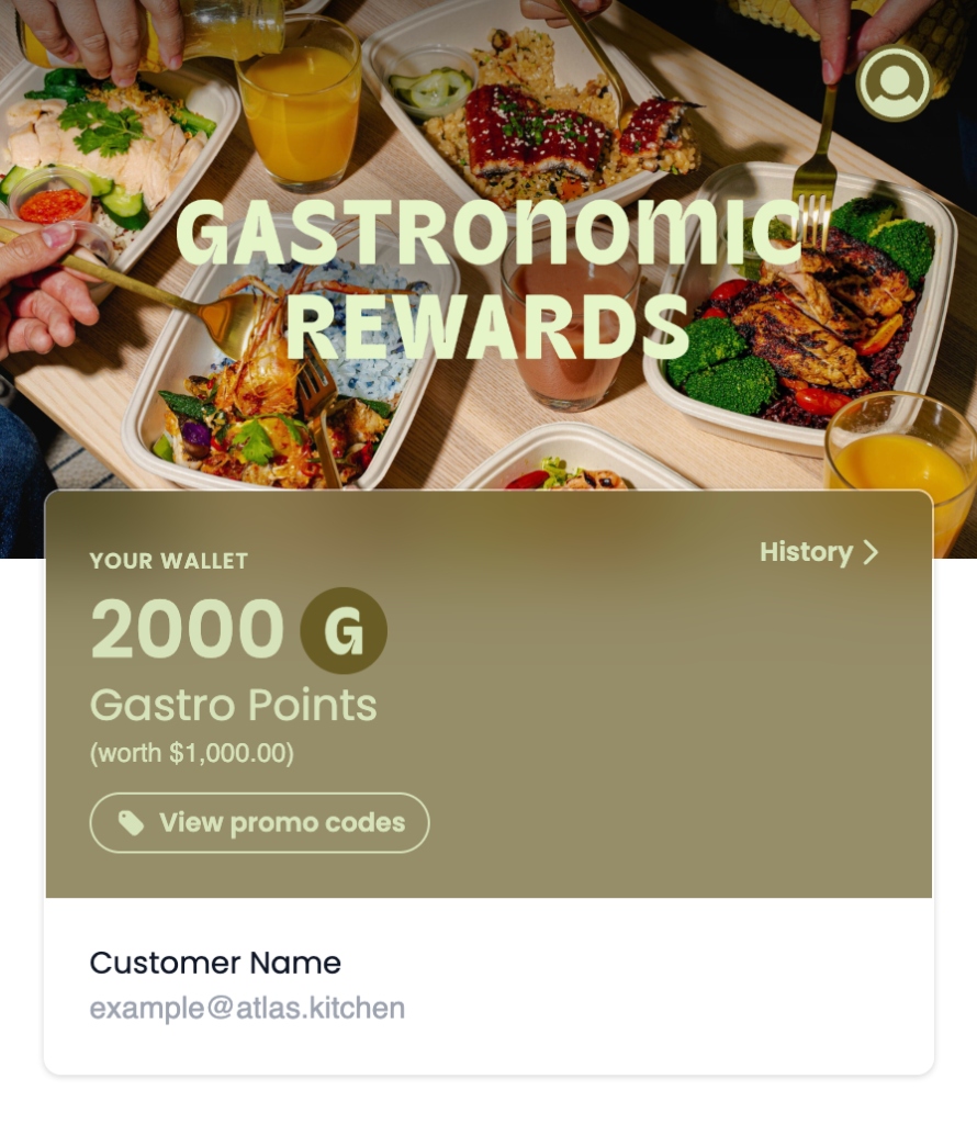Diner wallet card with brand-coloured background, point balance, custom point symbol, and loyalty banner