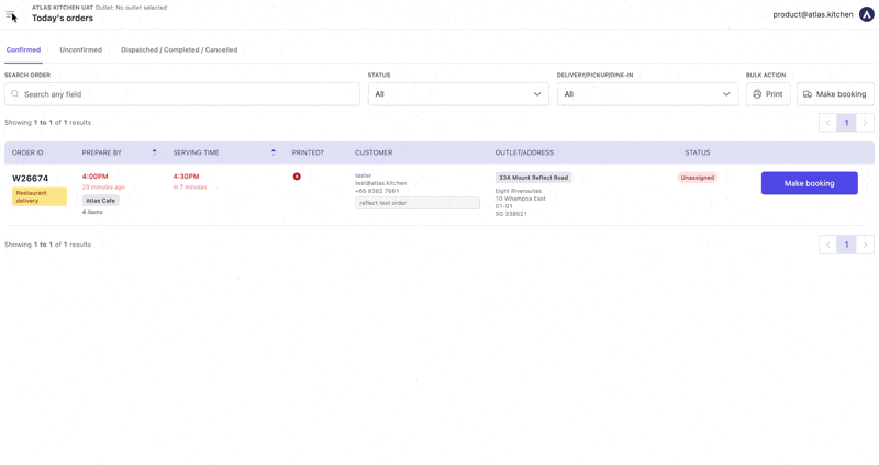 Atlas Merchant Portal sidebar with the Reports menu item highlighted