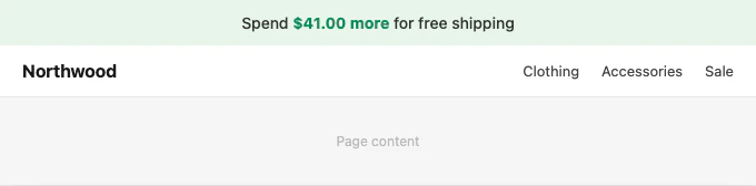 Free shipping progress bar showing amount remaining to qualify
