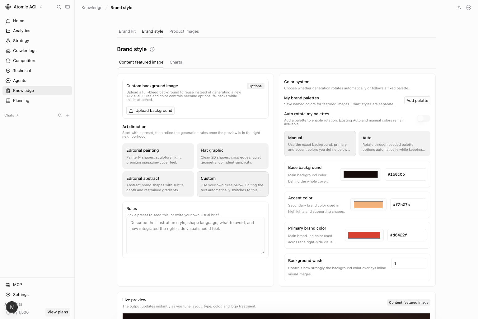 Brand style in the Atomic AGI project workspace