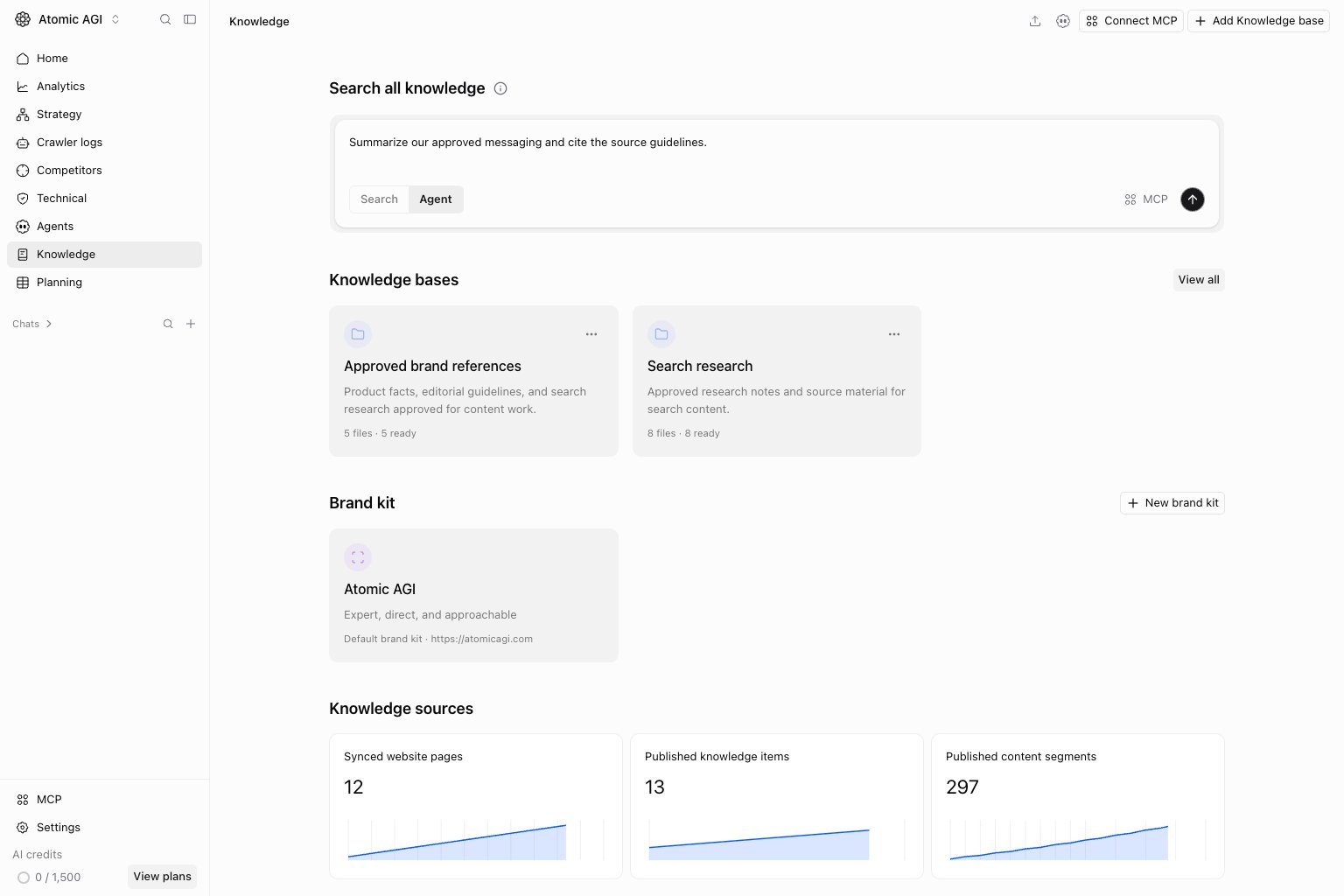 Knowledge Agent mode for questions about project sources