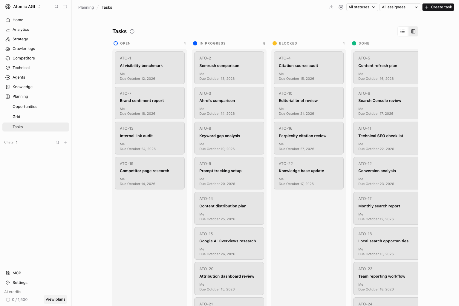 Tasks in board view