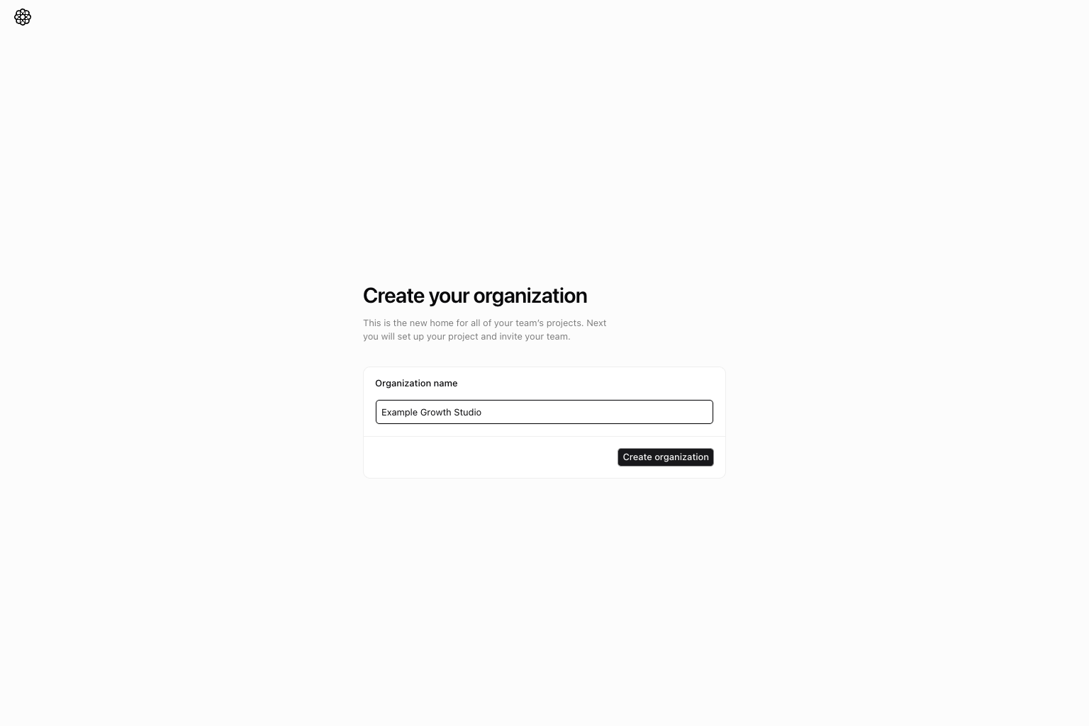Join page with create organization form
