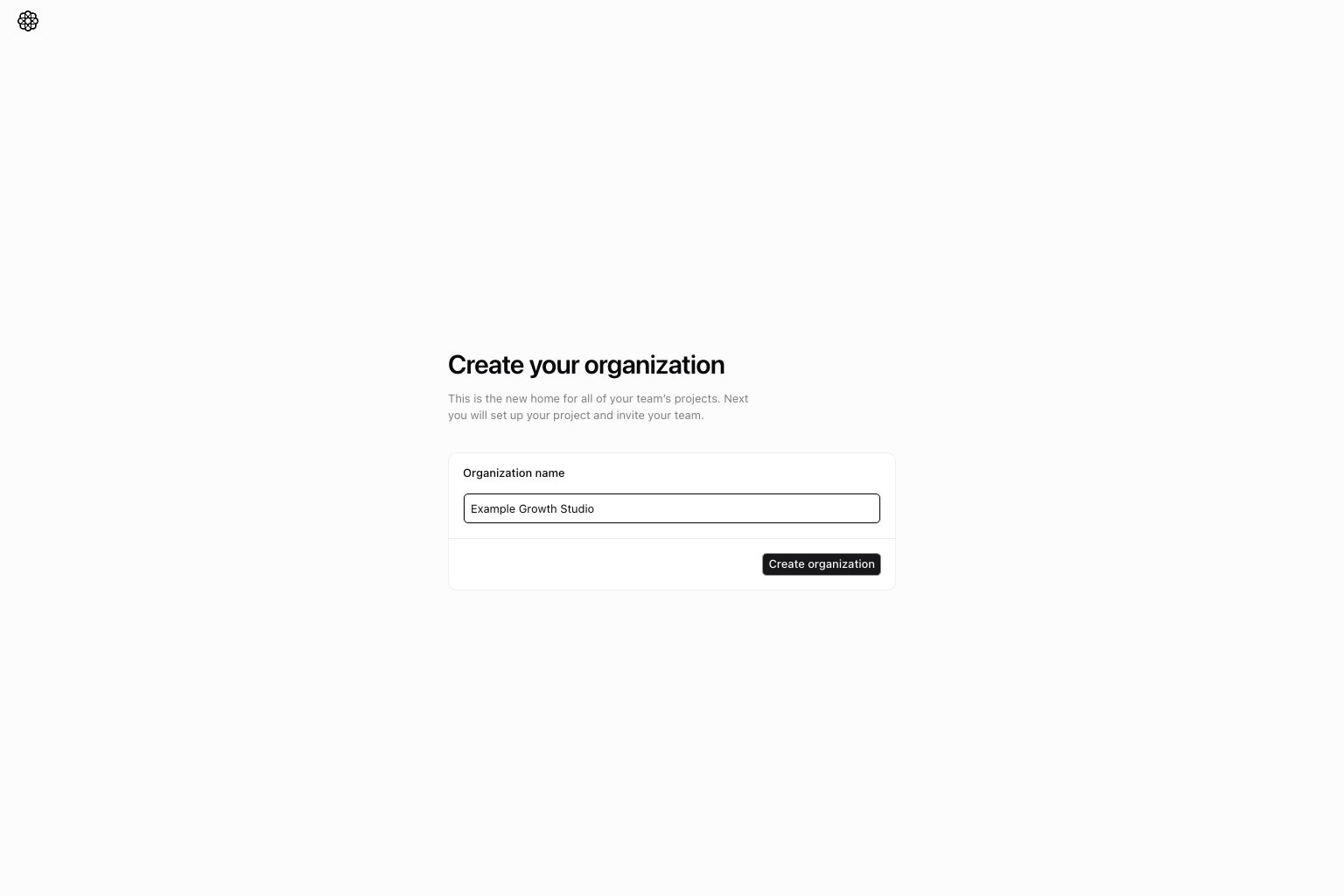 Join page with create organization form