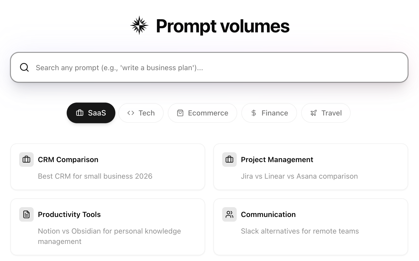 Prompt Volumes homepage