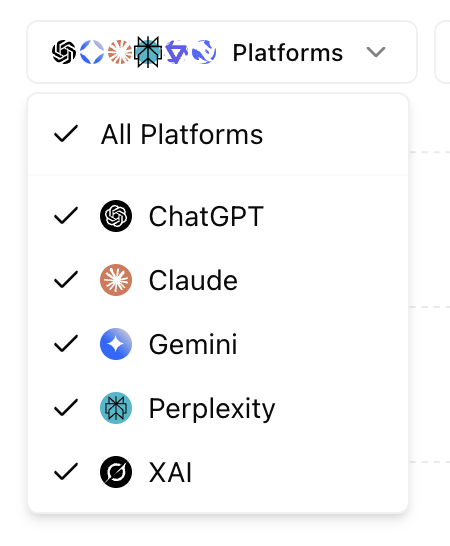 Platform filter options