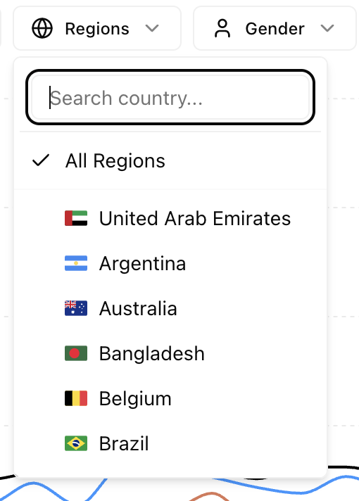 Region filter options