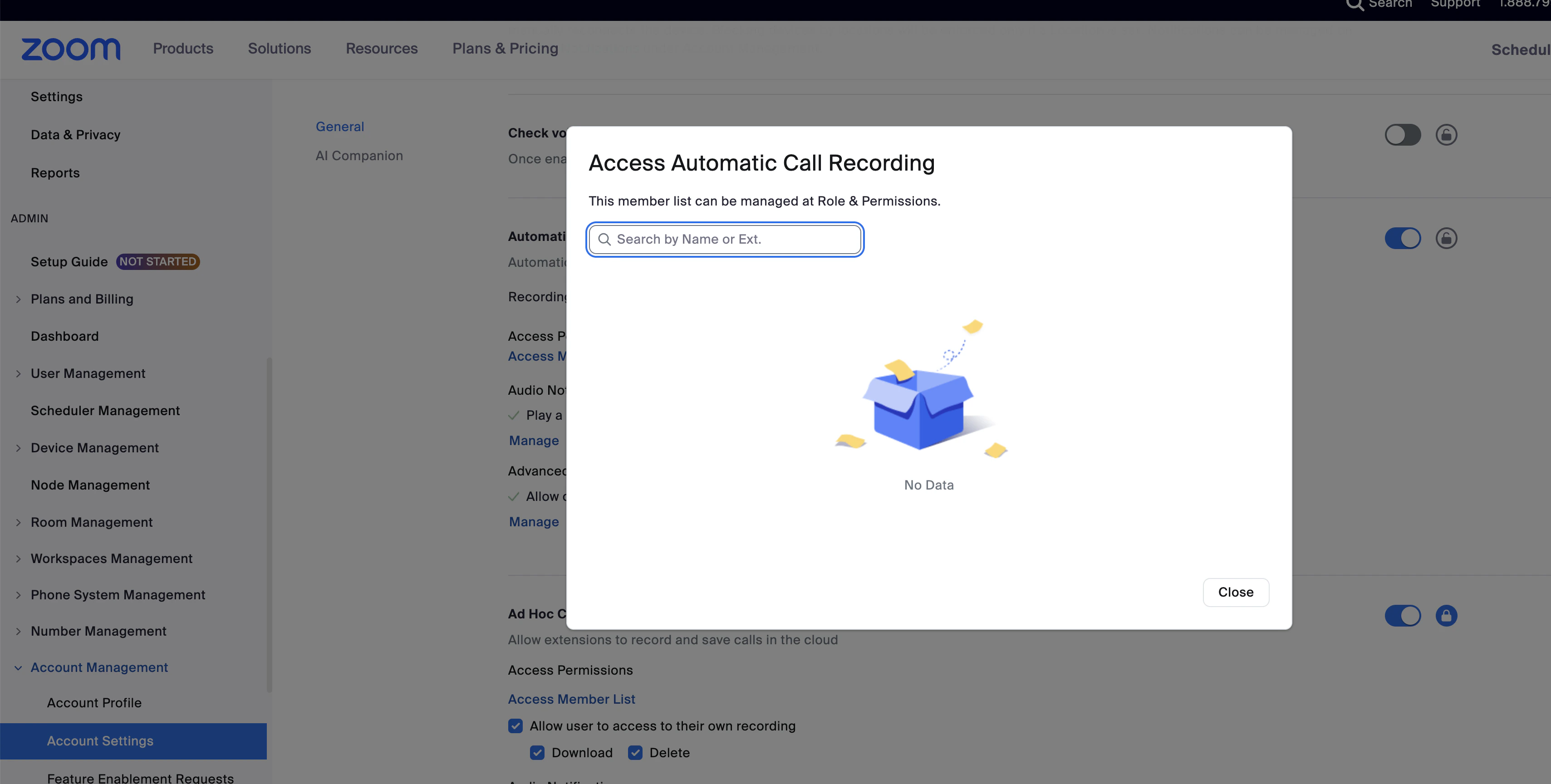 Access Member List selected