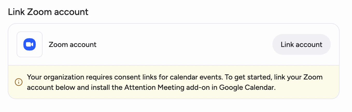 Personal settings with Link Zoom account