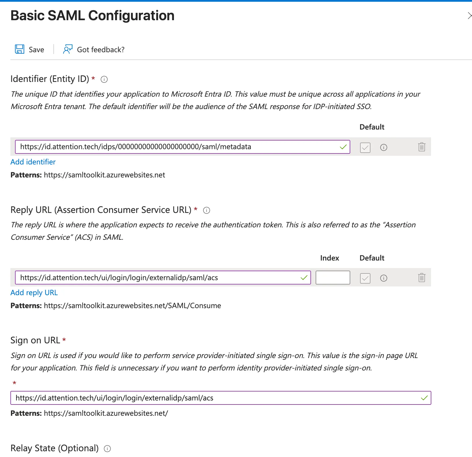 Entra ID Copy SAML Urls Pn