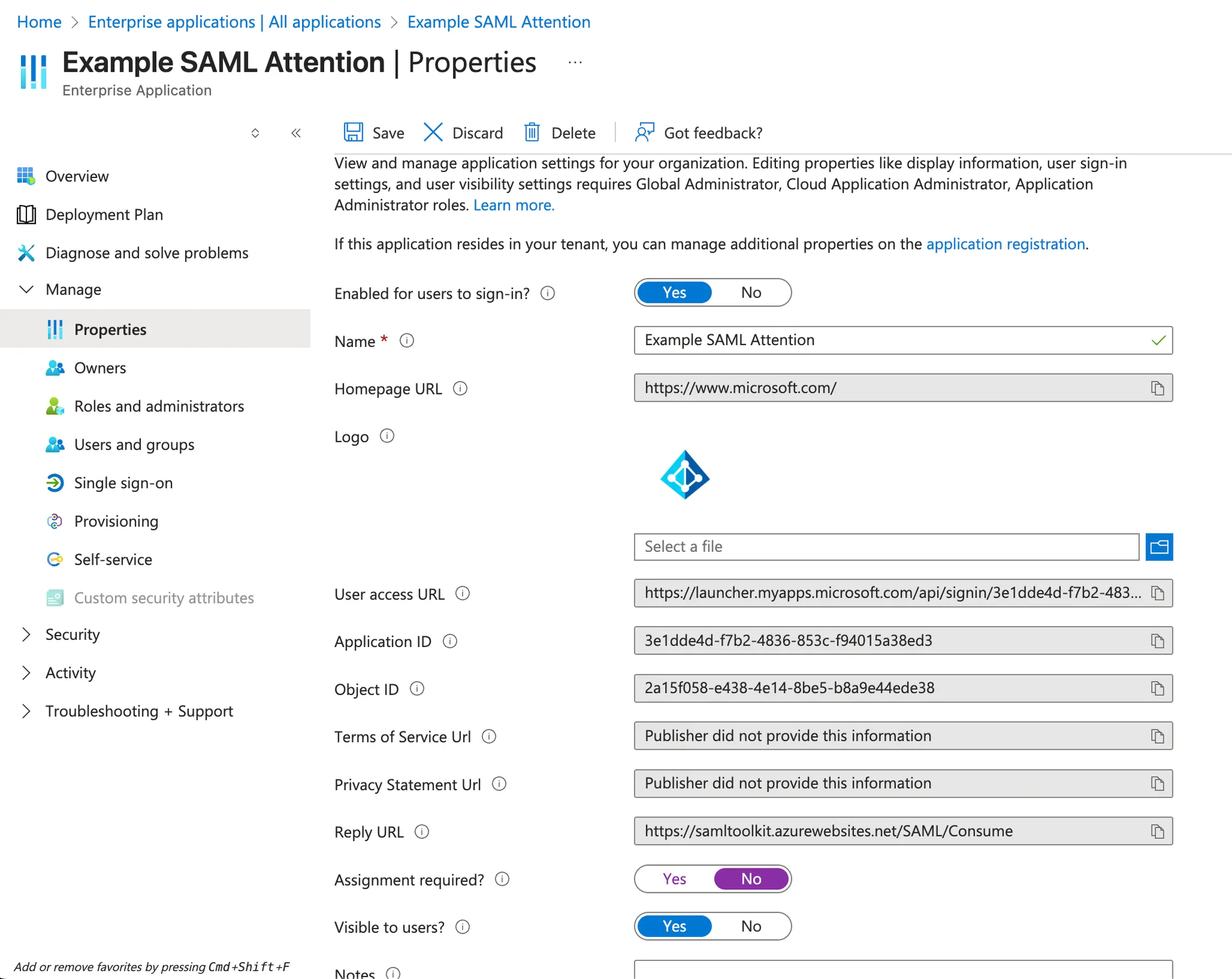 SAML Assignment Required Pn