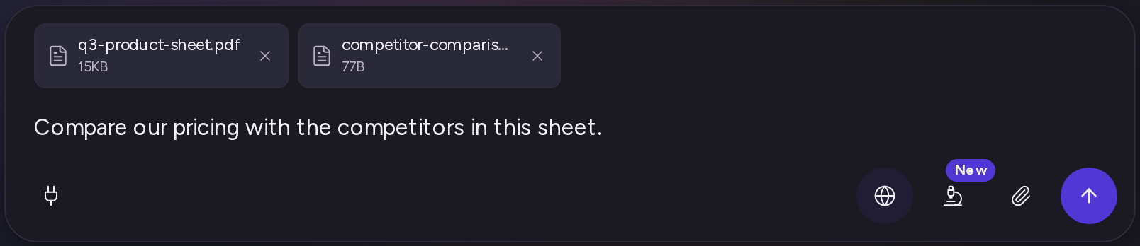 A PDF and a spreadsheet attached above the message box