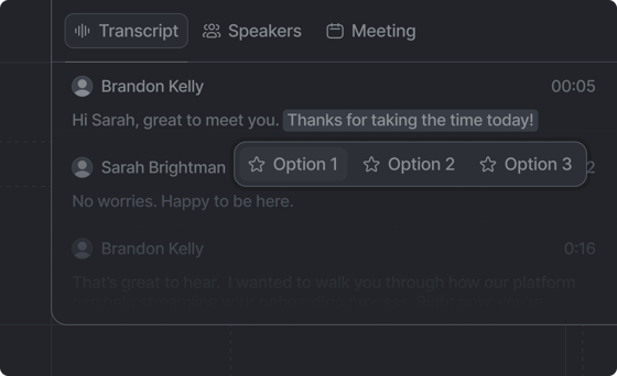 Call recording transcript text selection action - Attio Docs