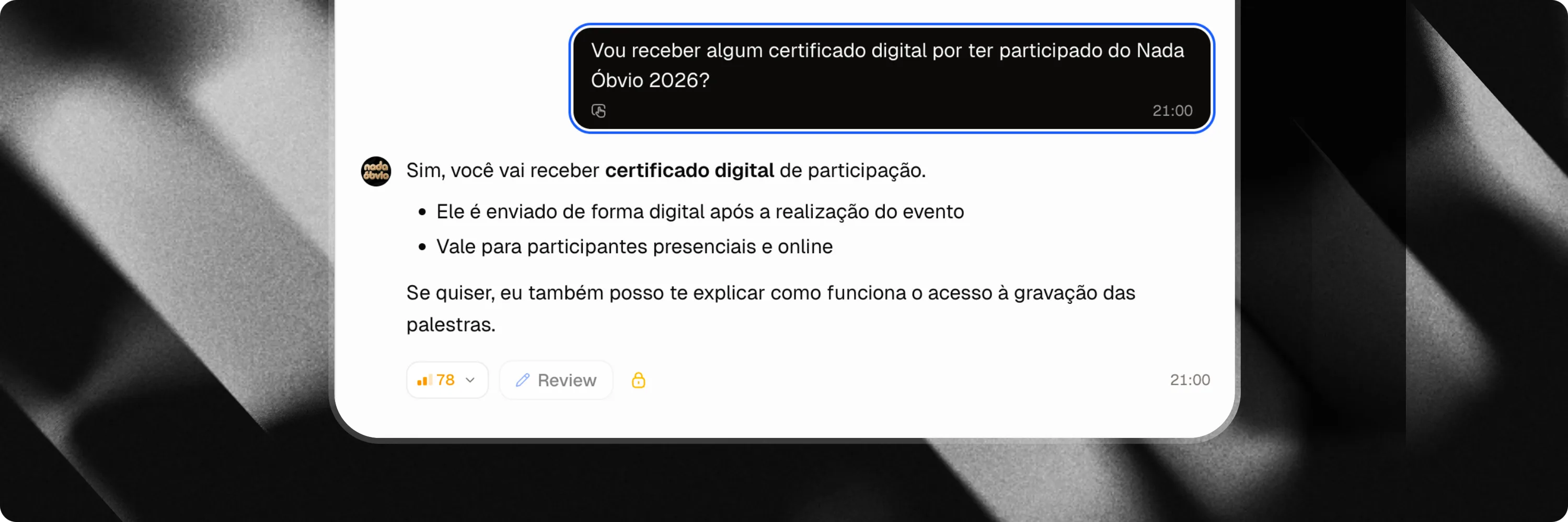Inspeção da conversa