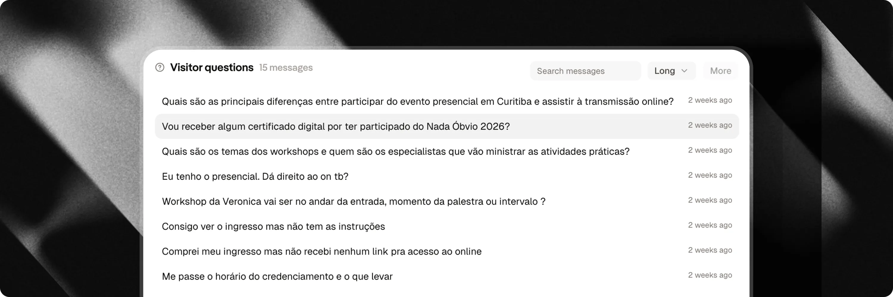 Mensagens dos visitantes