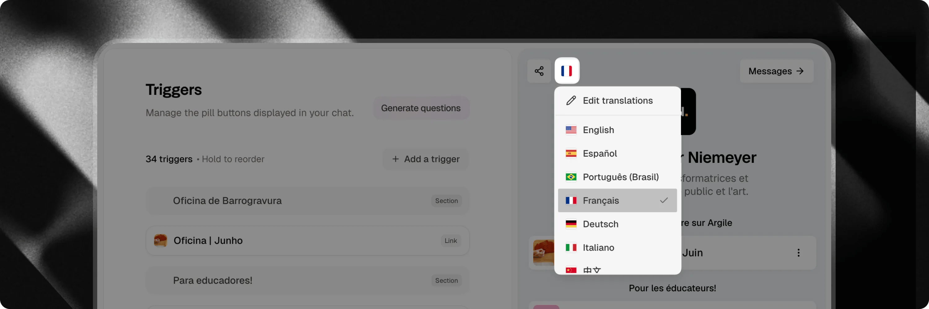 Languages switcher